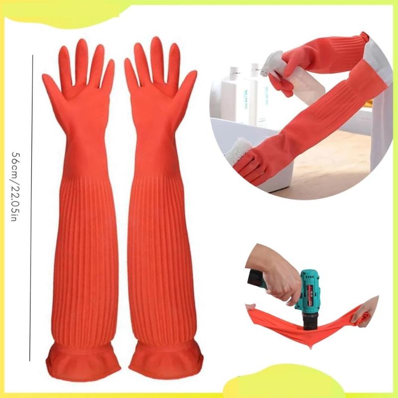 Commercial Kitchen Gloves - Удлиненные резиновые перчатки для уборки, водонепроницаемая